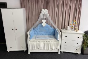 Set Regal Blue pentru pătuț – 11 piese din catifea moale și bumbac natural, personalizabil, premium pentru bebeluși – PeppiBambini