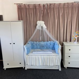 Set Regal Blue pentru pătuț – 11 piese din catifea moale și bumbac premium, personalizabil, pentru bebeluși – PeppiBambini